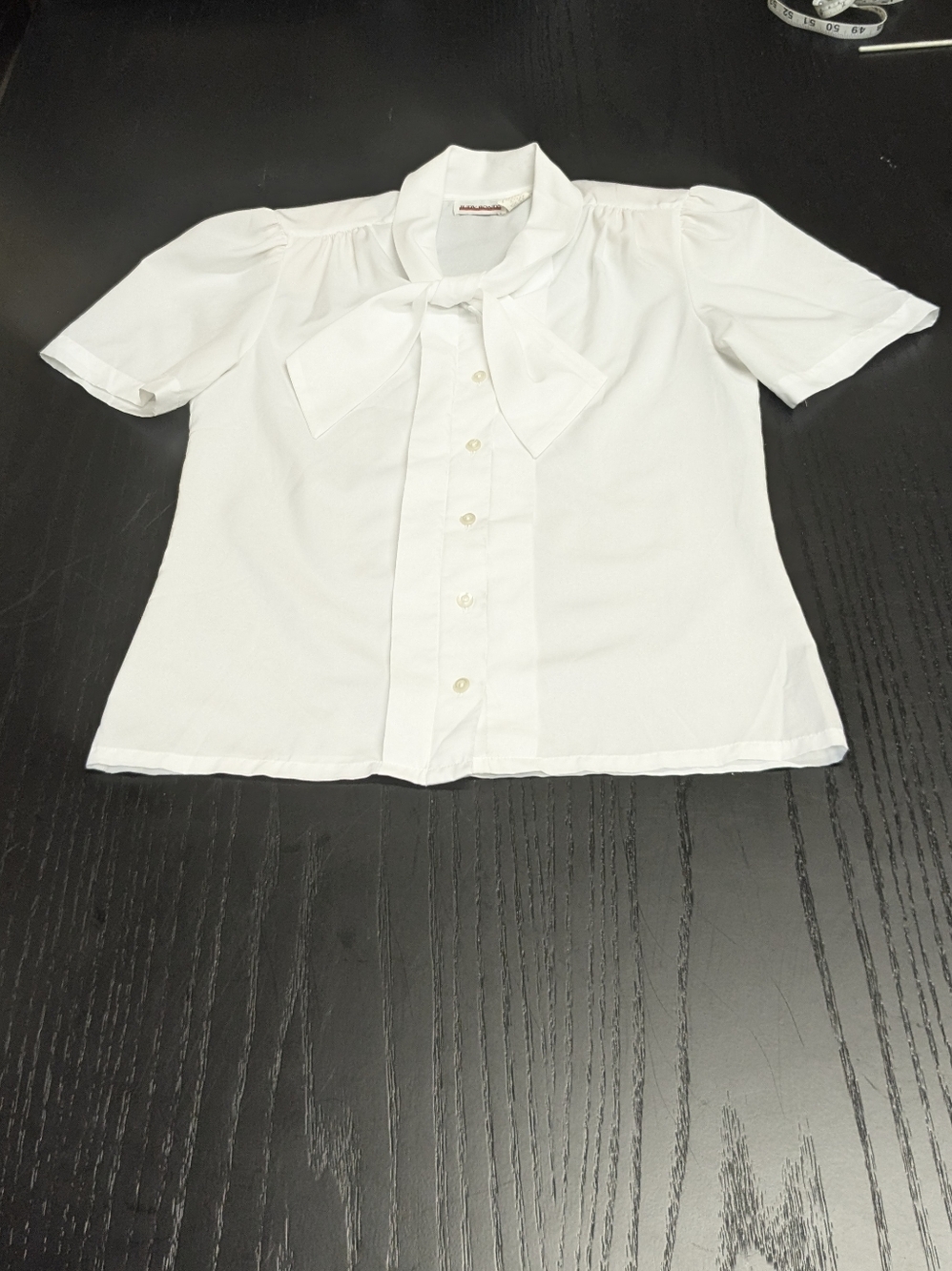 Vintage Judy Bond White Bow Neck Blouse Secretary Style 1980s Retro Top Sz 8